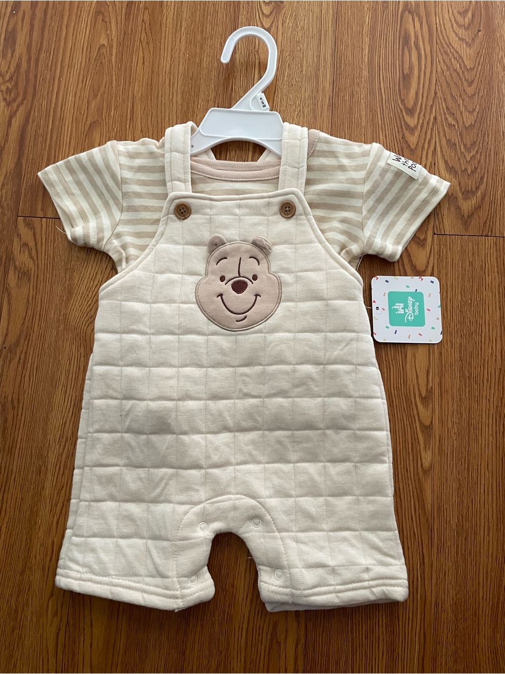 Disney Cream Quilted Winnie the Pooh Overall Romper
